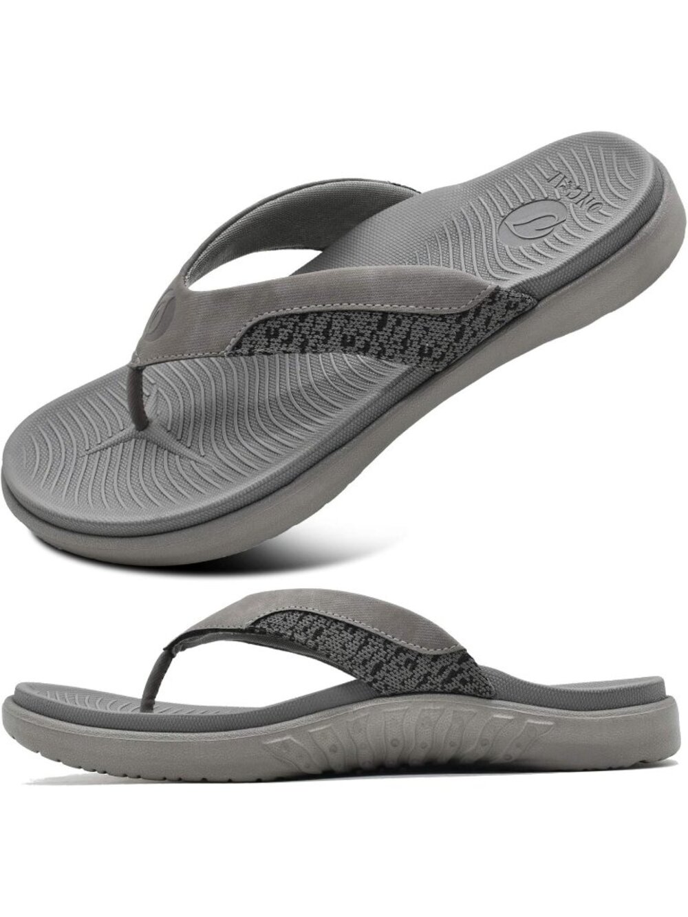 Men's Grey Flip Flop Open Toe Athletic Straps Orthotic Summer Plantar Casual